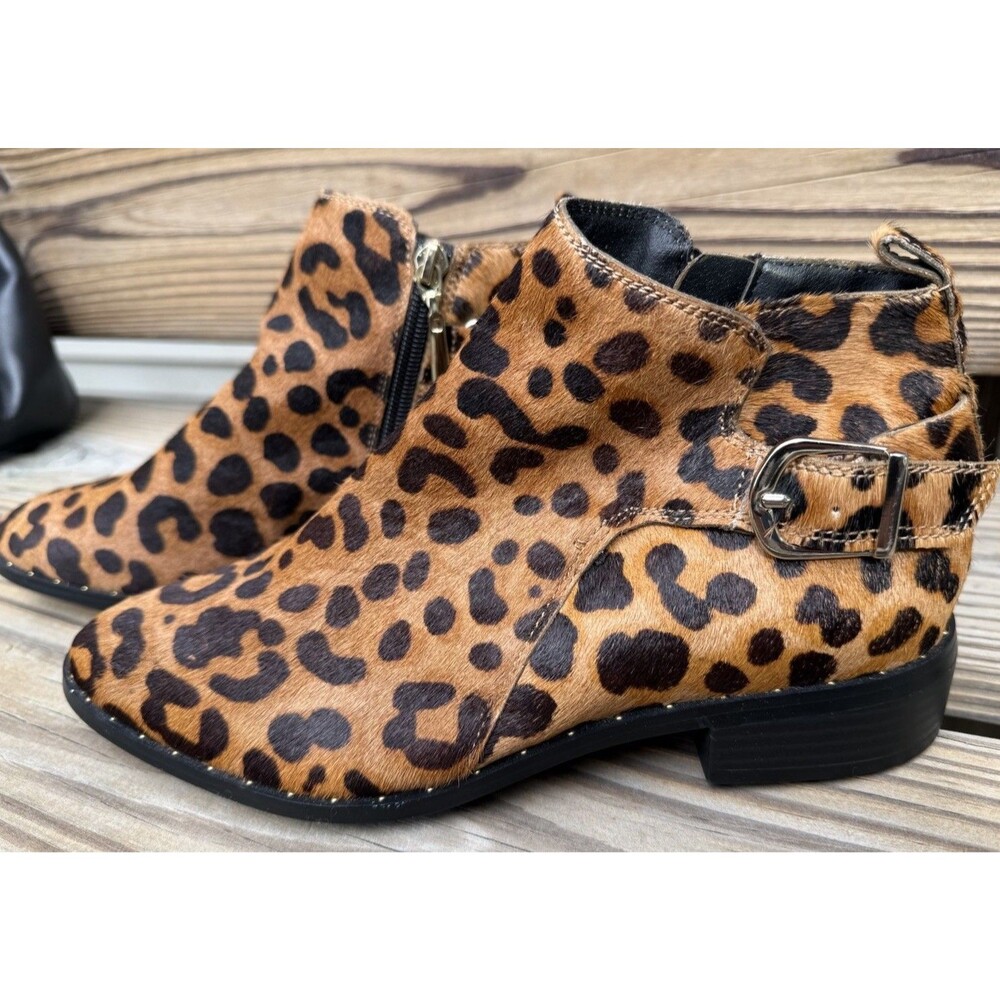 New Women's Steven by Steve Madden Leopard Cheetah Calf Hair Booties Size 7.5M